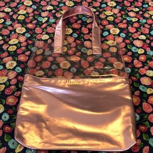 Clear/pink ban.do tote bag